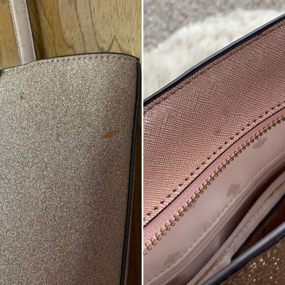 Kate Spade Tinsel Tote‎ Bag in Metallic Saffiano Rose Gold - Picture 11 of 12